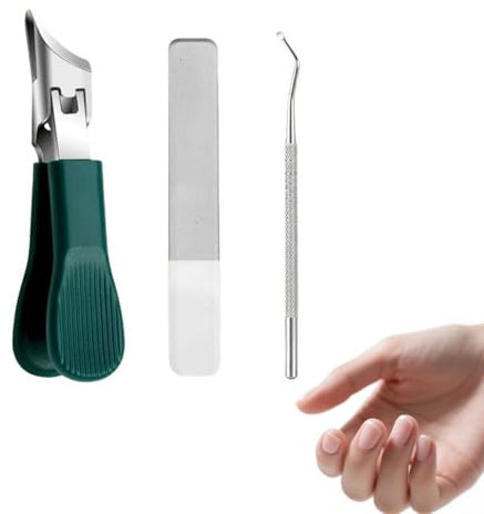 Eagle Beak Nail Clippers, Eagle Beak Bevelled Nail Clippers, Wide Opening Heavy Duty Toe Nail Trimming, Ergonomic Ultra Sharp Nail File, Stain Resistant Steel Nail Tool Set for Thick Nails (Green)