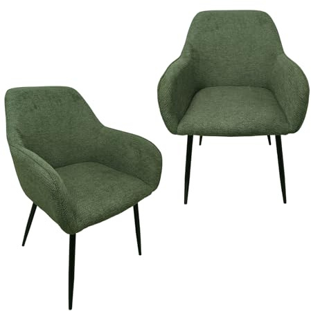 HTI living Stuhl Albany Waffle Grün 2er-Set Esszimmerstuhl Armlehnenstuhl Polsterstuhl