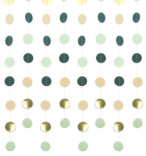 4 Stück Waldgrüne Papier Girlande,52 Ft Girlanden,papiergirlande,Deko Girlande Papier,GrüneGirlande Party,16m Hängende Grün Paper Circle Dots Garland für Geburtstagsparty,Jubiläumsfeier,Hochzeiten