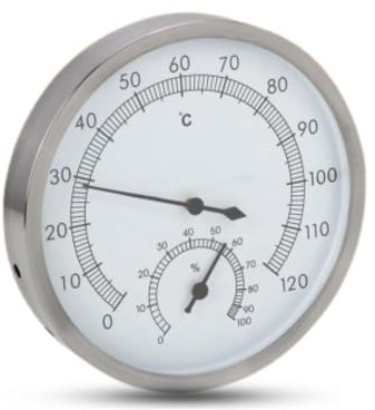 2 in 1 Sauna -Thermometer Hygrometer, Edelstahl -Dampfbad Thermo Hygrometer Innenräume für Sauna Dampfbad Badzubehör
