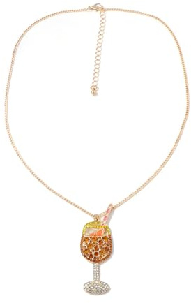 Gaodercha 1 collier en forme de verre à vin pour femme avec pendentif en forme de verre à champagne et oxyde de zirconium - Cadeau pour femme - Accessoires de bijoux tendance