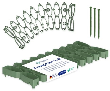 bepco Flexgitter 2.0-5er Set (LxBxH: 47x20x3cm, Grün) - Rasengitter - Flexible & robuste Bodenverstärkung, Mähroboter-geeignet, mit Erdanker, recycelter Kunststoff, für Garten & Wege