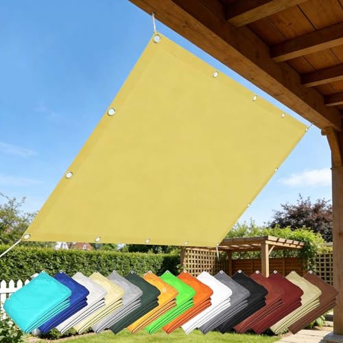 Sonnensegel Wasserdicht 120 x 180 cm UV Schutz, Wetterfest, Ohne Bohren, mit Ösen Und Seil Balkon Sonnenschutz Sonnensegel Sichtschutz Windschutz für Terrasse Garten Rasen, Sandgelb