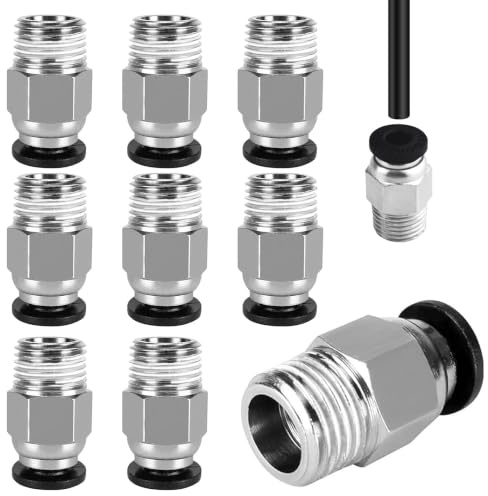 KIMHOME 10 Stück PC4-01 Pneumatikanschlüsse, gerade Schnellkupplungen & PTFE-Schlauchverbinder (Messing) für 3D-Drucker-Extruder & Bowden-Schlauch