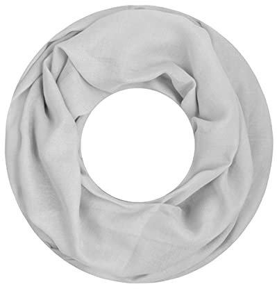 Majea Loop Cary Basic Schal Tuch Damen-schal Schlauchschal Rundschal Halstücher uni unifarben Loopschal einfarbig, Hellgrau 1, 170x80