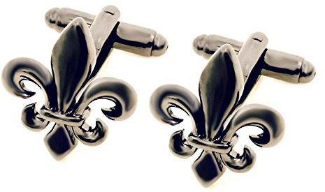 Lilien Manschettenknöpfe gunmetall glänzend + Geschenkbox - Accessoire für Herrenhemden mit Umschlagmanschette