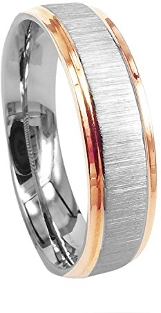 Everstone Herren-Ring, Titan, kuppelförmig, Jahrestag, Ehering, zweifarbig, Silber und Rotgold, Valentinstagsgeschenk, 6 mm, Titan