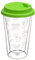 GRÄWE Thermoglas, Thermobecher, Trinkglas aus Borosilikat-Glas, Doppelwandiger Becher, 300 ml, spülmaschinengeeignet, für Heiß und Kalt, mit To-Go-Deckel, Grün