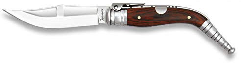 Navaja Bandolera Nº 0 Madera Hoja 8,6 cm para Caza, Pesca, Camping, Outdoor, Supervivencia y Bushcraft Albainox 04016 + Portabotellas de regalo