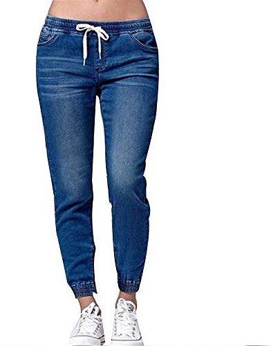 Morbuy Jean Femme Taille Haute Grande Taille, Stretch Skinny Slim Sexy Déchiré Troué Crayon Pantalons Droit Bootcut Push Up Boyfriend Denim Pants Casual Rétro (XL, Bleu foncé)
