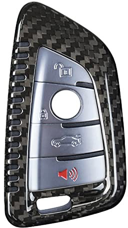 M.JVisun Véritable Fibre de Carbone Coques de Clé pour BMW Série 2 Série 3 Série 5 Série 6 Série 7 GT5 M4 M5 X1 X2 X3 X5 X5M X6 X6M X7 Porte-clé Coque Clé de Voiture - Noir