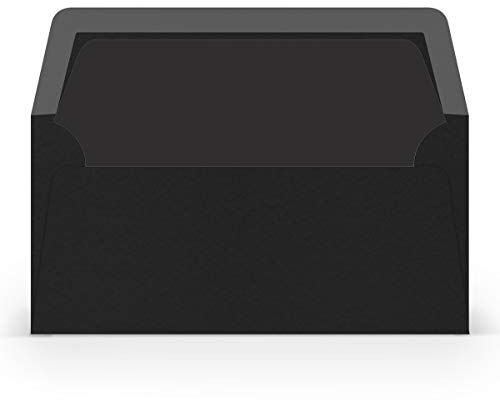 PAPERADO 50 Briefumschläge DIN lang/DL - Schwarz gerippt - 100 g/m² Kuvert ohne Fenster 22 x 11 cm - Umschläge mit Nassklebung gerader Klappe