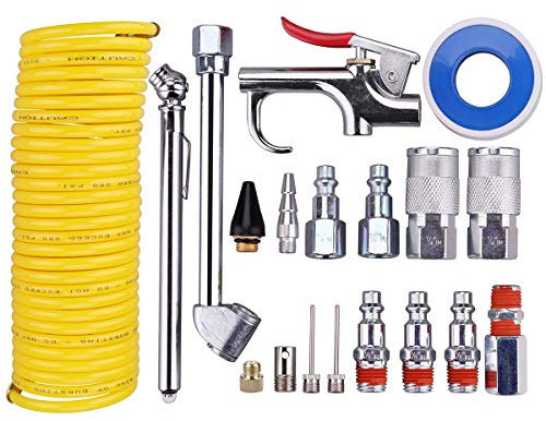 20 PCS Air Compressor Accessory Kit, Dust Removing Blow Gun with Air Compressor Tool and Nozzle Accessories Kit, Improving Efficiency, for Automotive Repairing, Maintenance
