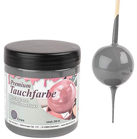 Ideen mit Herz Premium-Tauchfarbe mit Hochglanz-Porzellaneffekt | 250 ml (grau)