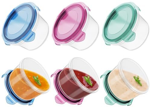 Freshmage Salad Dressing Container to Go, [6 Pack] 2.7 oz Small Condiment Containers with Leakproof Lids for On-the-Go Meals, Reusable Sauce Containers BPA-Free