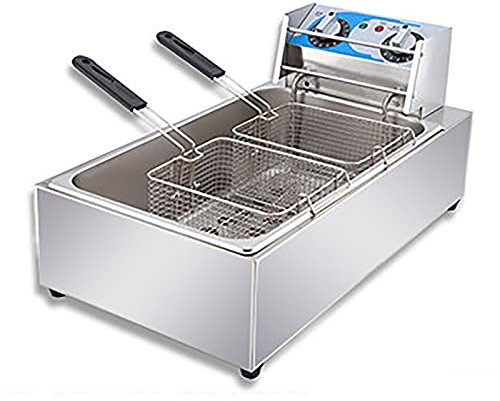 Friggitrice Elettrica Professionale 20 L - Temperatura e Timer Regolabili, Acciaio Inossidabile, Serbatoio Singolo 3200 W Con Coperchio e Cestello