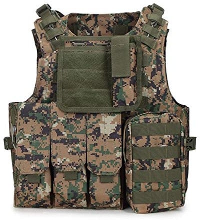 HXSZWJJ Airsoft Military Tactical Vest Molle Combat Assault Plate Carrier Tactical Vest CS Outdoor Clothing Hunting Vest (Color : Digital Woodland)