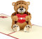 yumcute Pop Up Karte, Teddybär mit I LOVE YOU - süße 3D Geburtstagskarte für Kinder, Frau oder Freundin, Liebeskarte mit Teddybär zum Hochzeitstag oder Geburtstag