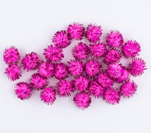 50 pompons zum basteln glitzer glitter pink in 25mm klein bastel zubehör pom pom bunt kugeln ponpons deko pompom plüsch