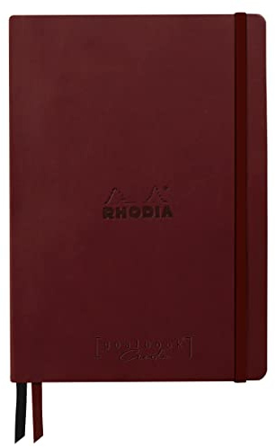 Rhodia 194442C - Rhodiarama Goalbook Creation DIN A5 mit festem Umschlag, 80 Blatt glattes, schwarzes Mayapapier punktkariert/dot 120g, mit Gummizugverschluss, 1 Stück, Weinrot