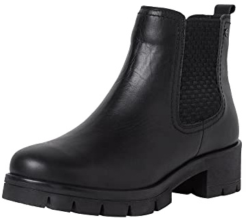 Tamaris COMFORT Damen Chelsea Boots aus Leder Elegant Comfort Fit, Schwarz (Black Nappa 1), 37 EU