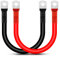 Battery Inverter Cable, Lpluziyyds 2pcs 2AWG/35mm² 30cm 12V Red and Black Car Battery Charger Cable Leads with M8 Ring Terminals Copper Wire for Truck, Motorcycle, Solar, RV, Marine