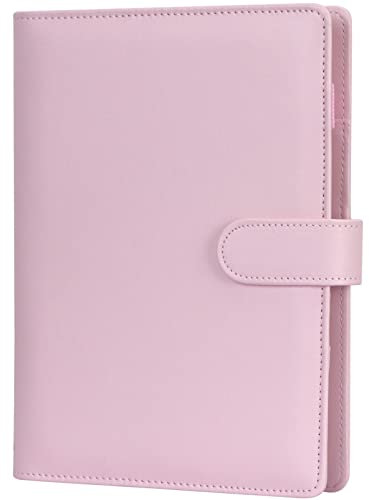 FYY 6 Löcher Binder Notizbuch, A5 PU Leder Loseblatt Notizbuch Binder Notebook,Notizbuch Din A5 Nachfüllbar PVC Binder Taschen/A5 Refill Paper für Filofax Notizen DIY Bullet Journal Skizze,Rosa