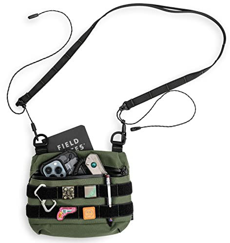 TACTICAL_GEEK Cache L2 EDC Sling Bag, 500D Nylon Crossbody Bag Organizer, Wasserdichter Reißverschluss EDC Molle Tasche, Rucksack, Umhängetasche für den Täglichen Wandertransport, Grün