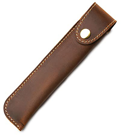 Kaizuca Kugelschreiber Etui, Leder Stift Etui, Leder Federmäppchen, Crazy Horse Leder, mit Metallverschluss, Hochwertige Geschenke, für Füllfederhalter/Kugelschreiber/Eingabestift (Braun)