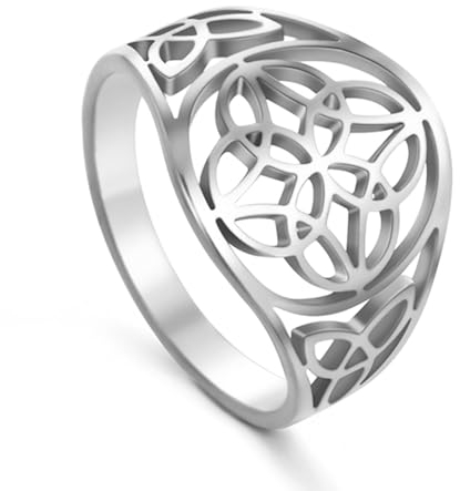 TEAMER Hexenknoten Ring Amulett Schmuck für Frauen Mädchen (10, Stil 1-Silber)