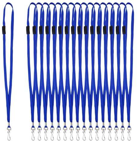 BATINO 25 Stück Schlüsselband mit Sicherheitsverschluss, Lanyard Schlüsselband Lang Schlüsselband mit Karabiner Neck Lanyard Strip Ausweishalter Lanyards Schlüsselbänder Für Namensschilder (Blau)