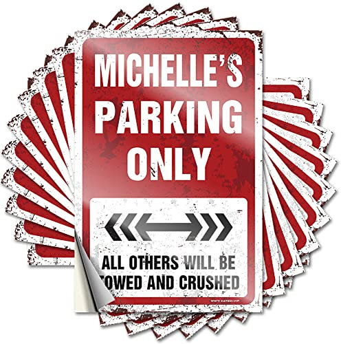 Inappropriate Stickers Michelle's Parking Only lustiger Aufkleber, 10 Stück, Auto-Aufkleber, Motiv: Männerhöhle, lustig, Größe: 8 x 12 cm