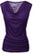 Zeagoo Elegante top da donna, pieghevole, senza maniche, con scollo a V, tunica elasticizzata, S-XXL, Viola scuro, L
