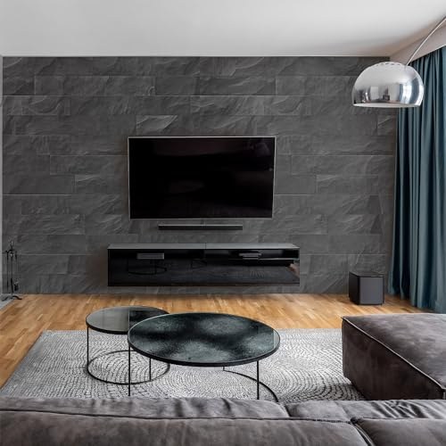 dedeco Wohnzimmerrückwand TV-Wand Wandpaneel Wohnrückwand Rückwand Tapetenersatz, Motiv: Stein V6, 300 x 150 cm, wasserfest, robust, als Wandverkleidung aus Aluminium