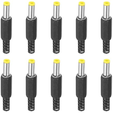 PATIKIL 5.5x2.1mm DC Stecker Stromanschluss Enden 10 Pack Basteln DC Rohrverbinder Ersatz Gelb