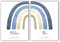 Poster 2er Set Zwillinge Geschwister | Kinderzimmrer | Wanddeko | Geburtsdaten personalisiert | Geburtsposter | Regenbogen | Junge oder Mädchen (Blau)