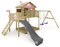 WICKEY Aire de Jeux Smart Coast portique en Bois avec balançoire et Toboggan, Tour d'escalade pour Enfants avec bac à Sable, échelle et Accessoires de Jeu pour Le Jardin. (Rose Pastel)