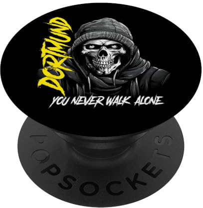 Dortmund Ultras Fan Shop Dortmund you never walk alone Schwarz PopSockets Klebender PopGrip Handy-Halter für Smartphones mit glatten, harten Plastikgehäusen und ohne kabellose Aufladung