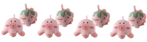 Ipetboom 8stücke Cartoon Duschball Wiederverwendbare Badeschwämme Erdbeer Und Oktopus-design Sanfte Körperreinigung Und Peeling Für Frauen Und Männer Für Entspannende Badewannen Und