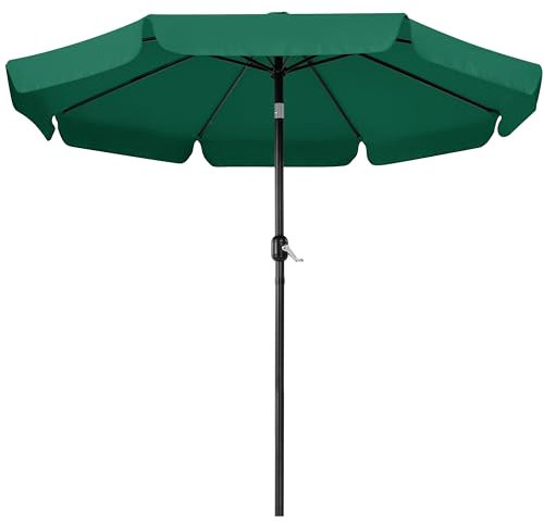 Abician Parasol Inclinable 268 x 240 cm Parasol de Jardin 8 Baleines avec Manivelle Protection Solaire pour Terrasse Jardin Patio Plage Piscine Balcon Vert foncé