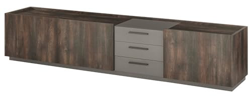 Lomadox Lowboard Fernsehschrank 240cm in Eiche mit anthrazit