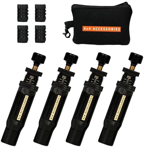 Goowafur Rapid Reifendeflator,Reifendeflator Offroad-Zubehör - Einstellbares Reifenluft-Down-Werkzeug | 4-teiliges Auto-Stop-4x4-Spin- -Reifenfüllgerät (10–30 PSI) Rapid für LKW, Pickup, Offroad