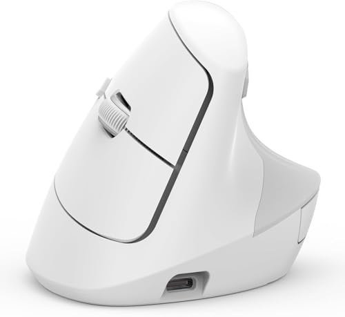 Ergonomic Mouse Wireless, 2.4G Rechargeable Vertical Mice with USB A/C Receiver, Upright Silent Type C Mice Compatible with MacBook,iPad,Windows Tablet/Laptop/Computer, White