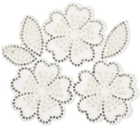 DIYEAH 4pcs Hot Picture Film Rhinestone DIY Applique Rhinestones for Clothing Embroidered Patches Floral Patches Car Decor Boho Decor Rhinestones Patch White Self-Adhesive