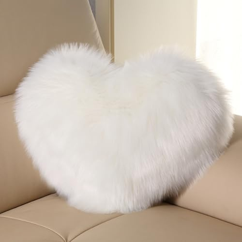 Cuscini per divano in pile soffice e morbido in finta pelliccia - Cuscino a forma di cuore - Cuscino in peluche - Cuscino decorativo in peluche confortevole per la casa, il soggiorno, la camera da