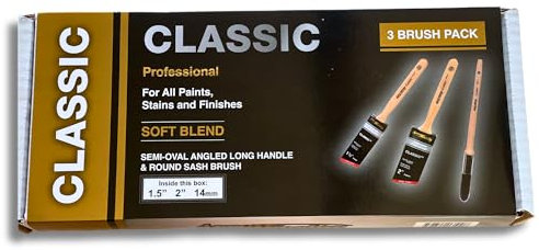Arroworthy Box Brush Set, 1 x 1.5 Angled, 1 x 2 Angled Long Handle, 1 x 14mm Sash Round