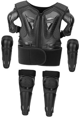 Milageto Chaleco de Motocicleta para niños, Traje, Chaleco de Bicicleta, Chaqueta, Rodilleras, Coderas, Transpirable, Protectores de Cuerpo Completo para