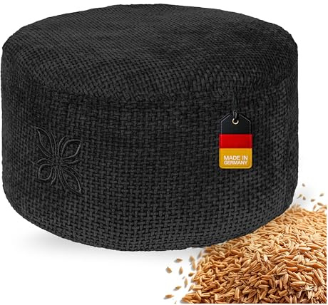 OMNANA Cushy Meditationskissen rund – Sitzkissen 10cm/15cm/20cm hoch – Chenille Yogakissen mit Dinkelfüllung – Bodenkissen, Kissen für Meditation & Entspannung – Made in Germany