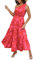 Awemeal Sommerkleid Damen Lang Blumen Kleid Knoten Eine Schulter Maxikleid Sommer Boho Rüschen Saum Fließend Strandkleid (S, Rot Blumen)
