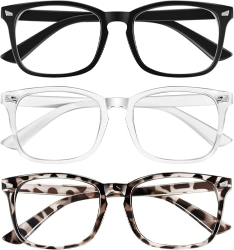 Snosue Reading Glasses for Women Blue Light Blocking Glasses Filter UV Square Readers Glasses for Men and Women 3 Pack Reader +3.00